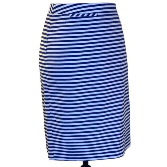 Halogen Womens Blue White Striped Straight Pencil Skirt Size 14 Lined Classy - Picture 13 of 16